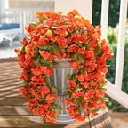 HyeFlora Bougainvillea Artificial Hanging Flowers Plants for Outdoors Decoration, 2pcs Faux Bougainvillea Vines Orange Fake Flowers Realistic UV Resistant Silk Flowers for Outside Planter Yard Porch