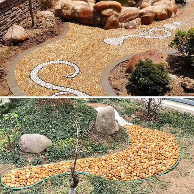 YISZM 10lbs Yellow River Rocks, 1-2 Inch Natural Pebbles for Indoor Plants, High Polished Decorative Stones Vase Filler Fish Tank Aquariums Landscaping Garden