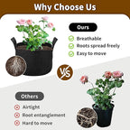6 Pack 1 Gallon Grow Bags, Heavy Duty 300g Nonwoven Fabric Plant Pots with Reinforced Handles, Breathable Potato Grow Bags for Vegetables, Herbs, Seedlings - Black