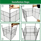 5 Pack Plant Protectors from Animals, 20Pcs 1" Mesh DIY Plant Cages 13.8"x13.8"x12", Metal Garden Animal Barrier with Stakes, Keep Rabbits & Chipmunks Out for Vegetables, Shrubs & New Plants