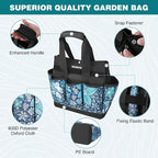 WORKPRO Garden Tool Bag, 9 Pockets Gardening Bag, Heavy Duty Oxford Garden Tote Caddy (Tools NOT Included), 12" x 12" x 6" (Floral Blue)