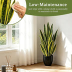 Fake Snake Plant, 27" Artificial Potted Plants with Black Pot, Realistic Faux Plants for Home Decor, Low Maintenance No Watering Needed for Desk Corner Office & Pet Areas (2 Pack)