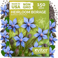 KVITER 150 Borage Seeds (Borago officinalis) - Blue Strawflower, Edible Flower for Teas, Attracts Pollinators - Organic & Heirloom Herb Seeds for Planting in Outdoor & Indoor Garden, Beds, Containers