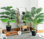 Der Rose 2Packs 28'' Fake Palm Tree Large and Artificial Monstera Plants Outdoor for Home Living Room Porch Balcony Garden Decor Indoor