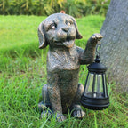 Statue Garden Dog with Solar Lantern - Ideal Gifts for Outdoor Patio, Figurine for Year Dogs – Gift for Mom, Grandma, Dog Lovers,Birthdays Housewarming Present