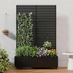 Casaphoria Metal Raised Garden Bed with Trellis and Wheels, 72"x47"x16" Planter Box for Climbing Plants, Vegetables & Vines, Features Drainage Holes and Privacy Screen (Black-Louvered)