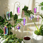Kanpura 7 Pieces Crystal Prisms Suncatchers with 13.7 ’’ Small Trellis for Mini Potted Plants Garden Accessories Indoor Fairy Plant Suncatchers Gift for Plant Lovers (AB)