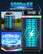 Bug Zapper Outdoor Cordless, 4200V Electric Mosquito Zapper with LED Blue Light, 3 in 1 Portable & Rechargeable Bug Zapper Outdoor Waterproof IP67, Wireless Hanging Fly Zapper for Patio Camping