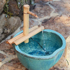 Bamboo Accents 12" Adjustable Bamboo Fountain Kit with Pump – Classic Zen Water Feature for Bowls, Basins, Water Gardens & Patio Decor, Indoor/Outdoor (Container Not Included)
