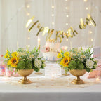 Sziqiqi Urn Vase Gold Centrepiece: 5.5in Small Vintage Vases Set for Table Decorations - Wedding Vase Elegant for Floral Arrangement - Metal Honeycomb Flower Pot for Party Reception Dinner Table