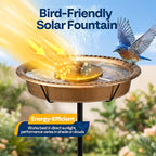 VIVOHOME Oval Bird Bath with Solar Fountain for Outside, Weather-Resistant ABS Birdbath Bowl with Solar Powered Pump, Metal Ground Stake for Outdoor, Garden, 1.3 Gallons, Copper