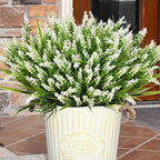 Waipfaru 20 Bundles Artificial Plants Outdoor,Fake Flowers UV Resistant Outdoor Fake Plants,Faux Lavender Shrubs for Window Garden Patio Hanging Planter Pathway Front Porch (White)