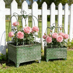 2-Piece Vintage Metal Birdcage Planter Set, Rustic Distressed Plant Holder, Farmhouse Floral Containers for Indoor Outdoor Garden, Patio & Tabletop Decor