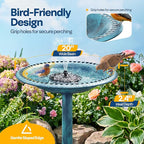 VIVOHOME Bird Bath with Solar Fountain for Outside, Polyresin Pedestal Bird Baths with Solar Powered Pump for Outdoor, Garden, Weather-Resistant Birdbaths with 20" Bowl, Blue