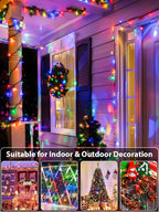 Upgraded 75.8 FT 200 LED Multicolored Christmas Lights Outdoor and Indoor, Extendable Green Wire, Memory Function & Timer & 8 Modes, Waterproof Super Bright Lights for Xmas Tree Holiday Party Garden