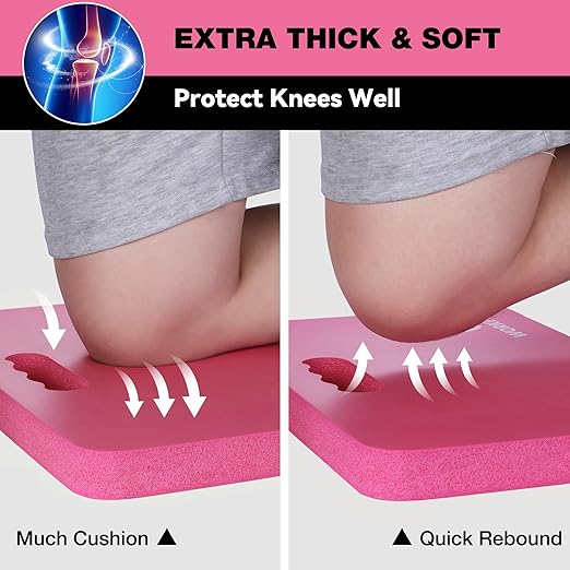 WORKPRO Extra Thick Kneeling Pad, 2-Pack, Soft NBR Foam Cushioning for Knee, Large Foam Kneeler Mat for Gardening, Bathing Baby, Exercise, Workout Supplies, 17.5 x 11 x 1.5 in, Pink