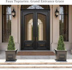 3ft Artificial Boxwood Topiary Trees (Set of 2) - UV Resistant Faux Plants Outdoor, Realistic 36" Fake Cone Bushes and Shrubs for Front Porch, Planter, Patio, Evergreen