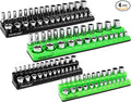 SWANLAKE 4-Piece Magnetic Socket Organizer Set, Metric & SAE Socket Holder Set Includes 1/4", 3/8" Drive Sockets Trays, Magnetic Sockets Organizer for Tool Box Drawer