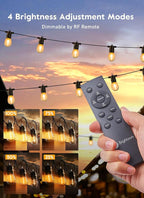 Brightown 55FT Solar String Lights Outdoor Waterproof, Patio Lights with Remote and 16+1 LED Shatterproof Bulbs, Dimmable & Timable, 3 Light Modes, Solar Lights Outdoor for Yard Garden Camping Party