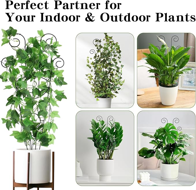 ZOUTOG Trellis for Climbing Plants Indoor 4 Pack 30 Inch,Rustproof Metal Garden Trellis for Potted Plants,Sturdy Houseplant Support Indoor Outdoor for Ivy Pothos Monstera Hoya Flower Vine (Black Moon)