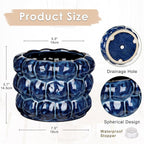 7.5 Inch Ceramic Planter Pot for Indoor Plants with Drainage Hole Bubble Flower Planter Hobnail Plant Pot Garden Planter Blue Succulent Plant Pot Utensil Holder