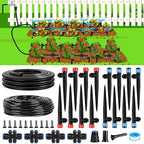 100FT Drip Irrigation System Kit, Automatic Garden Watering System Quick-Connect Adjustable Sprinklers for Raised Garden Beds, Greenhouse, Yard, Lawn, Plant with 1/2" & 1/4" Tubing and Accessories