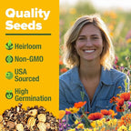 HOME GROWN 131,200+ Pure Wildflower Seeds 𝗨𝗦𝗔 - Premium Texas Flower Seeds [3 Oz] Perennial Garden Seeds for Birds & Butterflies - Wild Flowers Bulk Perennial: 22 Varieties Flower Seed for Planting