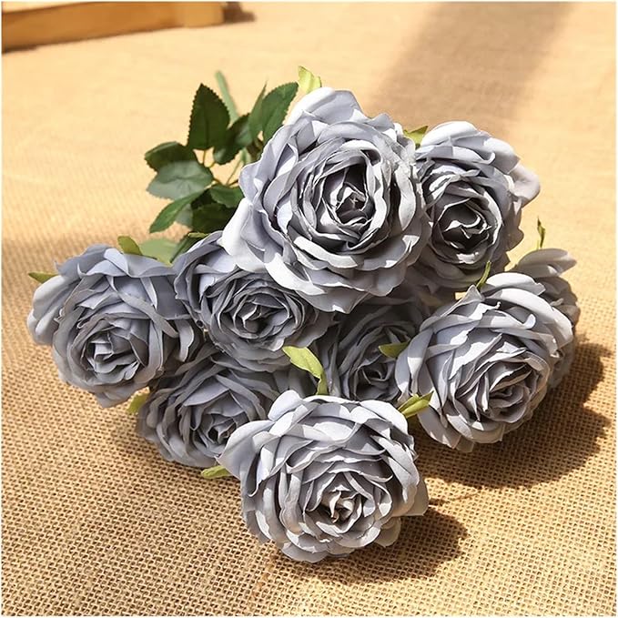 Flower Artificial, Artificial Silk Melaleuca Roses Wedding Photography Bouquets Valentine's Day Gift Home Living Room Simulation Flower Decoration(Haze Orchid)