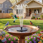 AISITIN Solar Fountain, Solar Bird Bath Fountains Pump with 6 Nozzles, 2026 Upgraded Free Standing Floating Solar Powered Water Fountain Pump for Bird Bath, Garden, Pond, Pool and Outdoor