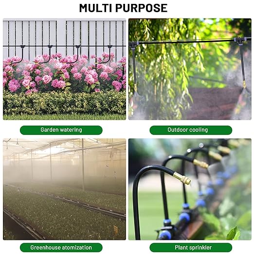 Thiswing 360° Adjustable Drip Irrigation System - 30 FT Garden Watering System with 10 Nozzles, Raised Bed Sprinkler Irrigation System, Garden Mister for Yard, Lawn, Plants, 5/16" Tubing