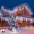 Weepong Christmas Lights Outdoor UL Certified Meteor Shower Lights 12 Inch 8 Tubes 192 LED Falling Rain Drop Icicle Snow Cascading Light for Xmas Tree Wedding Party Garden Decoration, White