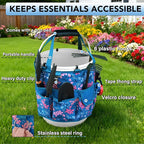 KUNN Bucket Organizer 5 Gallon 18-Pocket Tool Bucket Bag with 6 Hooks, Gardening Tool Holder Caddy for Gardeners, Outdoor Yard Work, Soil Plant Flower Gardening Accessories with Grip Pad, Blue