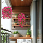 Artificial Hanging Flowers for Outdoors Spring Summer Decoration, 4PCS UV Resistant Silk Fake Hanging Plants for Patio Porch Front Yard Window Garden Indoor Decor(Hot Pink,8PCS)