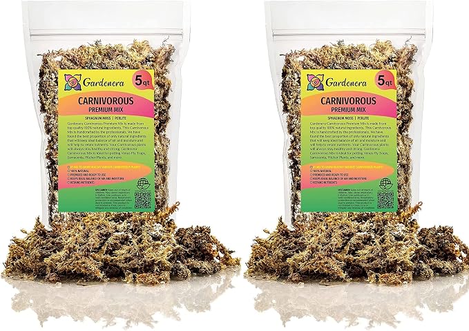 Gardenera Sphagnum Moss Potting Mix for Carnivorous Plants, Moss and Perlite Blend for Potting Venus Fly Traps, Sarracenia, Pitcher Plants - Sphagnum Moss & Perlite - Made in USA - 10 Quart