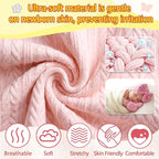 8 Sets Newborn Baby Girl Hats & Mittens, Cotton Preemie Hospital Bow Cap, No Scratch Gloves,Infant Beanies 0-3 Months