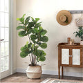 GlowSol Faux Fiddle Leaf Fig Tree, 4 Ft Artificial Ficus Lyrata Plant with 72 Fiddle Leaves, Fake Floor Plant in Pot for Indoor Outdoor Living Room House Office Bedroom Decor