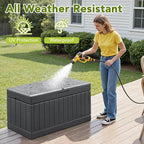 Devoko 78 Gallon Deck Box, Waterproof Resin Outdoor Storage Box for Outside and Patio, Outdoor Storage Bench Lockable for Patio Furniture, Garden Tools and Pool Supplies (Grey, 78 Gallon)