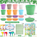 30 Pack Garden Paper Pot Craft Kit, Durable Resin Garden Pot with Tray Drainage Holes Adhesive Stickers Certificate of Award with Tag, Flower Plant Spring Craft for Classroom Home DIY Flower Planting
