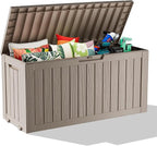 90 Gallon Waterproof Resin Deck Box, UV Resistant Outdoor Storage for Garden, Patio, Porch, Delivery（Black，80 Gallon）