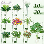 Artificial Plants Outdoor,30PCS UV Resistant Fake Greenery&Flowers with Stems Faux Plant Outside for Front Proch Garden Patio Planters Window Boxes Home Decor(Not Included Planter)