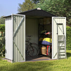 Patiowell 6x4 FT Outdoor Storage Shed, Garden Tool Storage Shed with Sloping Roof and Double Lockable Door, Outdoor Shed for Garden Backyard Patio Lawn,White