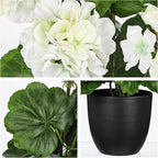 Briful 16” Geraniums Artificial Flowers Realistic Potted Plant – White Fake Geraniums for Outdoors, Silk Flowers Artificial Outdoor Plants for Indoor Home Decor, Farmhouse Table Centerpiece Decoration