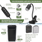 GOZILLA Turtle Tank Kit(Tank+Lamp+Filter), Upgrade PC Turtle Tank Starter Kit with Adjustable Lamp & Filter, Reptile Hideout Habitat with Lid for Small Reptiles.(19.68× 9.52× 9.44''/Large-Black-Kit)