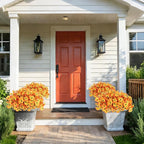 ZAIYW 18 Bundles Artificial Flowers Outdoor Fake Flowers Pansies Faux Artificial Plants for Planter Porch Yard Home Decor (Orange Yellow)