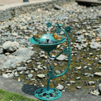 25.8" H Solar Bird Bath Outdoor, Cast Iron Solar Fountain Bird Bath with Bubbler, Vintage Pedestal Metal Bird Bath Bowl for Garden Patio Yard Lawn Decor