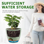 Plant Pots 10/9/8 Inch Self Watering Pots, Set of 3 Plastic Planters with Drainage Holes and Saucers,Plastic Flower Pots,Nursery Planting Pot for Indoor Out Door Plants（Green）