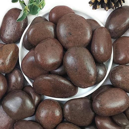 YISZM Rocks for Plant 5lbs, Red River Rocks 2-3 Inch Natural Pebbles for Indoor Plants, High Polished Decorative Stones Vase Filler Fish Tank Aquariums Landscaping Garden