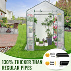 Greengro Greenhouse, 57 x 57 x 76'' Greenhouses for Outdoors, Portable Greenhouse Kit with Mesh Side Windows, PE Cover, 8 Shelves, Heavy Duty Walk in Green House for Backyard Garden Indoor Outside