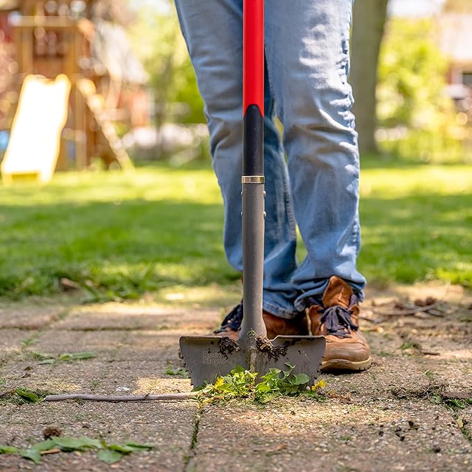 Root Slayer 22611 Serrated Garden Edger for Landscaping, Soil Cutting, and Clean Lawn Borders, Steel Tool, Red