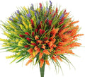 20 Bundles Artificial Plants Outdoor, UV Resistant Fake Flowers, Realistic Faux Lavender Shrubs for Porch Garden Window Box Home Decoration (Yellow Lightpurple Red Orange)